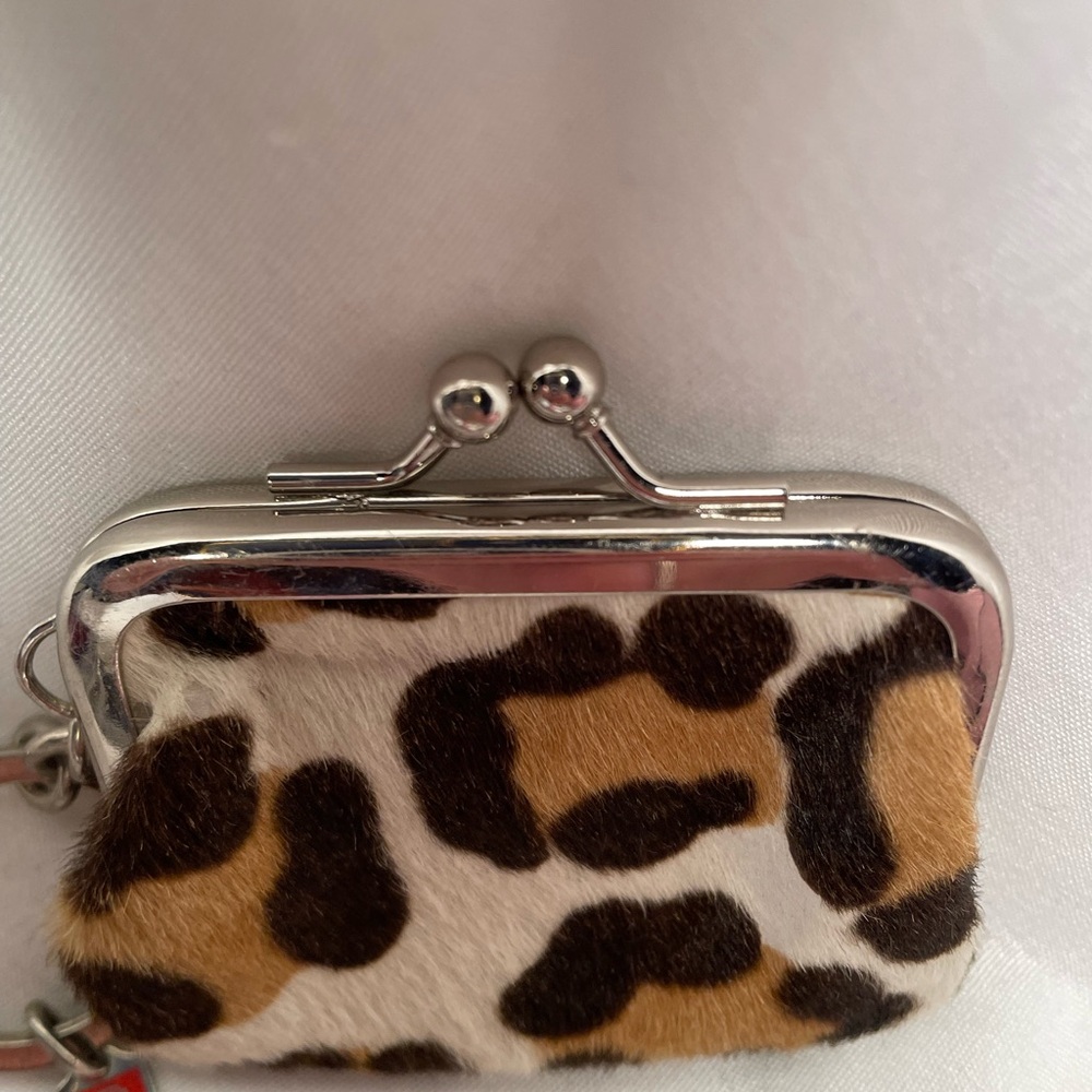 RARE Coach Ocelot Calf Hair Kisslock Coin Purse Keychain - Picture 6 of 7